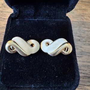 Monet Gold and Cream Swirl Earrings